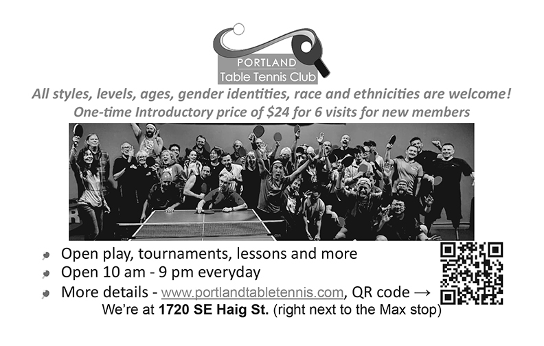 Portland Table Tennis Club ad